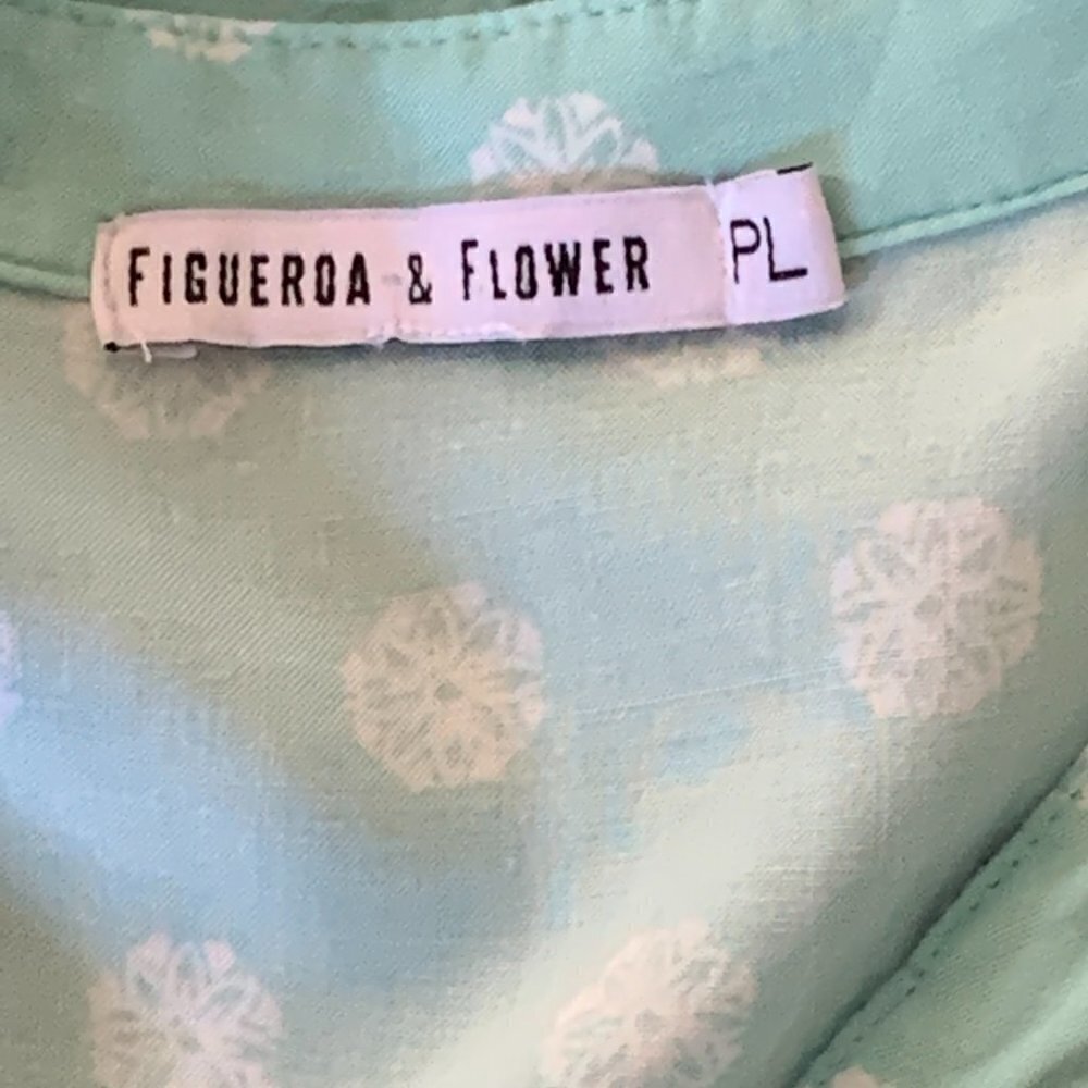 Figueroa & Flower Top‎ BOHO Floral Button Up V-Neck Sz PL #354G - Picture 5 of 7